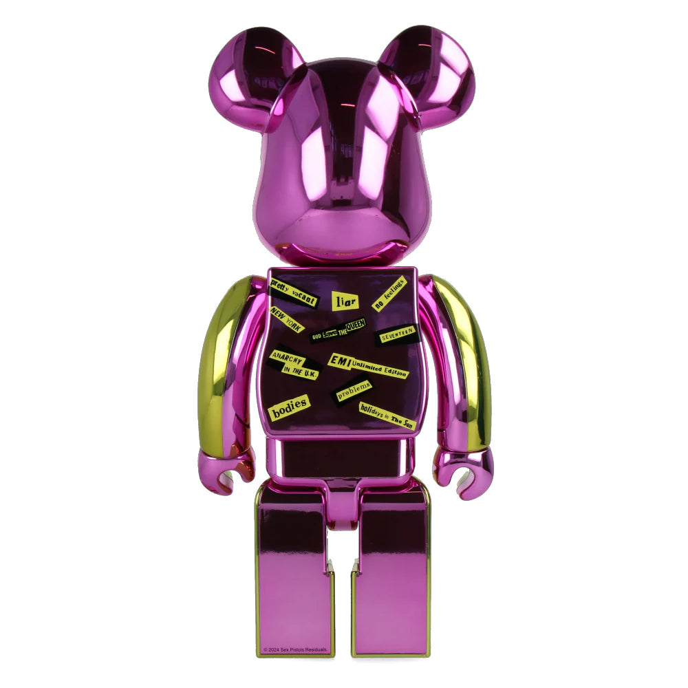 1000% Bearbrick Sex Pistols Never Mind the Bollocks Chrome Version - Limited Edition Collectible Art Toy for Home Display & Punk Music Fan Decor
