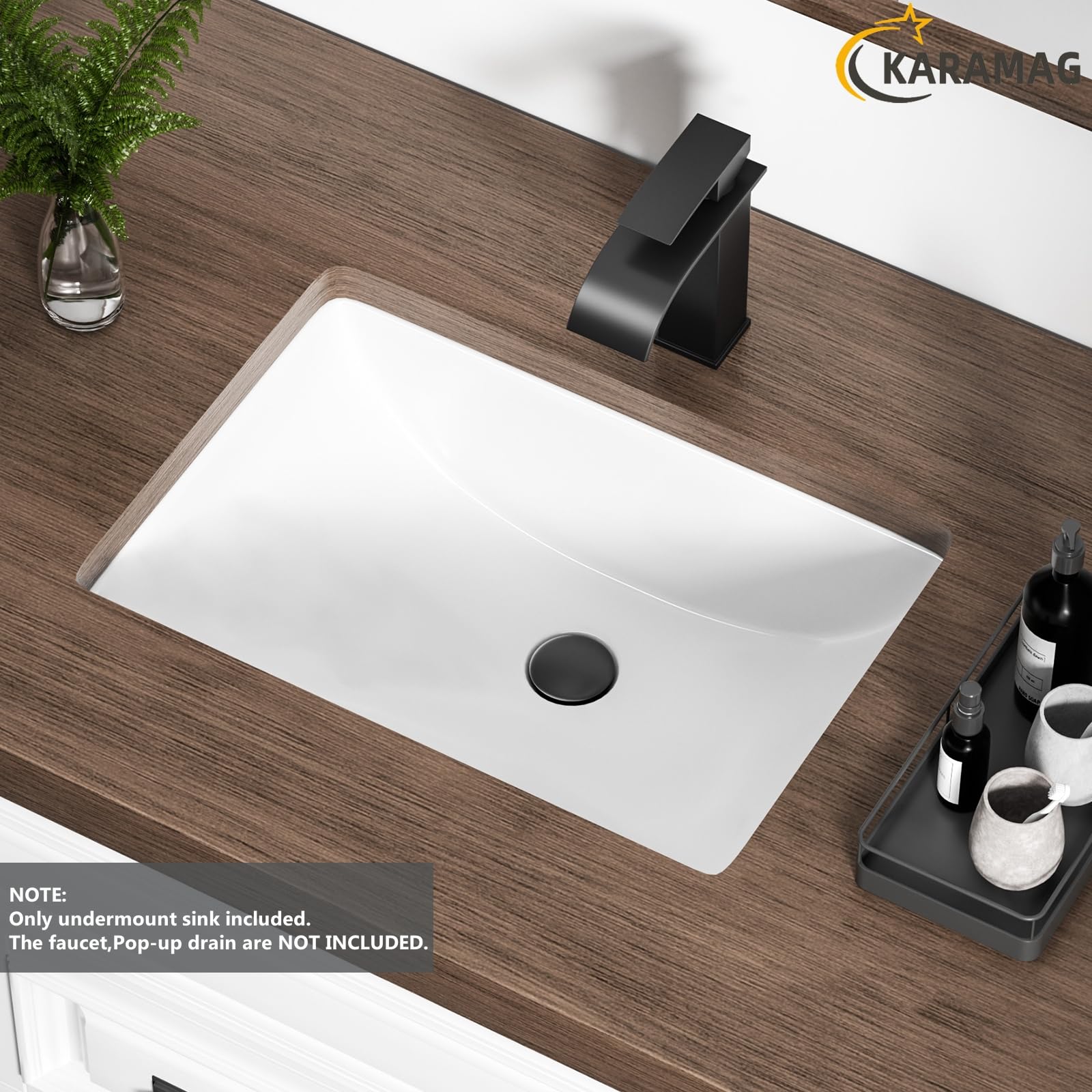 Premium Vitreous Ceramic Undermount Bathroom Sink - Durable Rectangle Vanity Sink for Restroom & Lavatory, Pure White (18.3