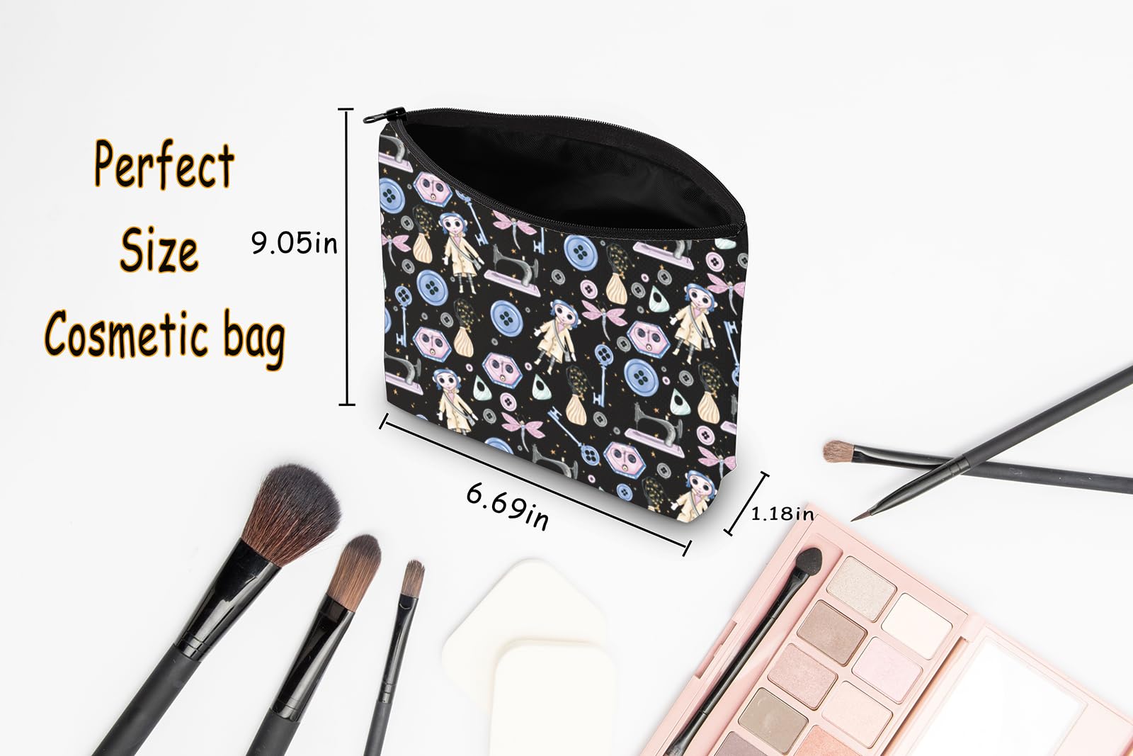 Horror Movie Inspired Cartoon Character Cosmetic Bag - Cute Cosplay Makeup Pouch for Halloween, Gift for Horror Fans & Anime Lovers - Perfect for Conventions, Travel & Themed Parties