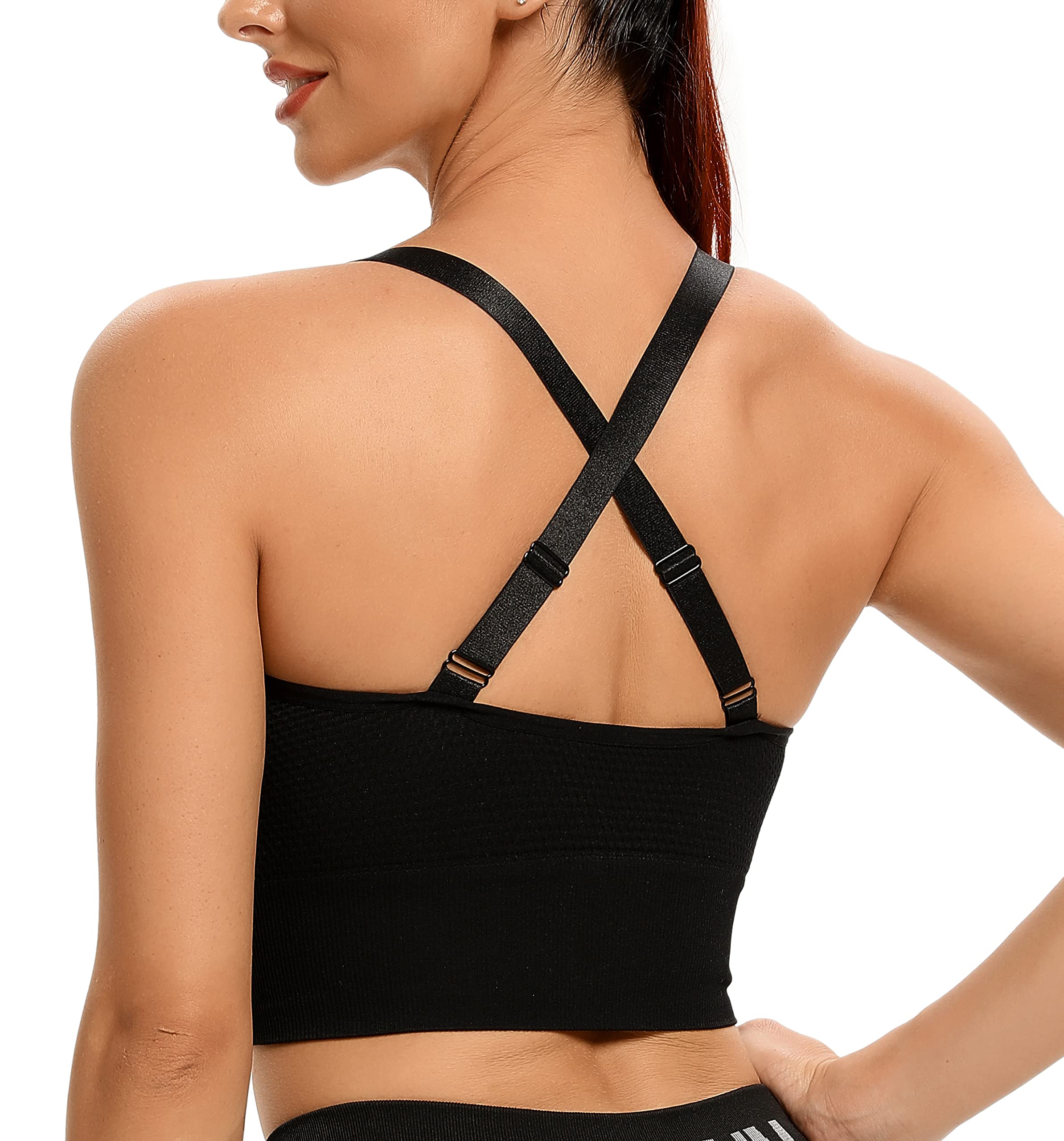 ANGOOL Women's Strappy Sports Bra - Medium Support Wirefree Yoga Bra for Running, Workout & Activewear | Comfortable & Breathable for Gym, Yoga & Fitness