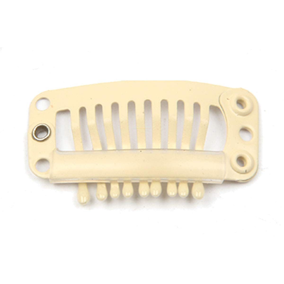 30pcs Stainless Steel Wig Clips for Hair Extensions - 9 Teeth Snap Clips, 32mm, 1.2g Each - DIY Toupee & Wig Combs (Beige) - Perfect for Securing Hair Extensions, Weaves & Cosplay Wigs