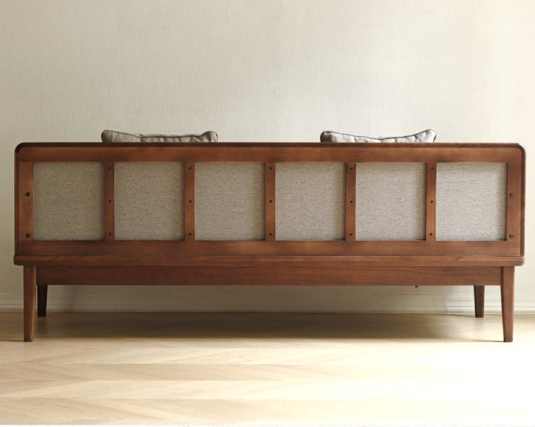 Premium Black Walnut & Ash Solid Wood Sofa - Traditional Chinese Style Living Room Seating for Home, Office, or Lounge Decor
