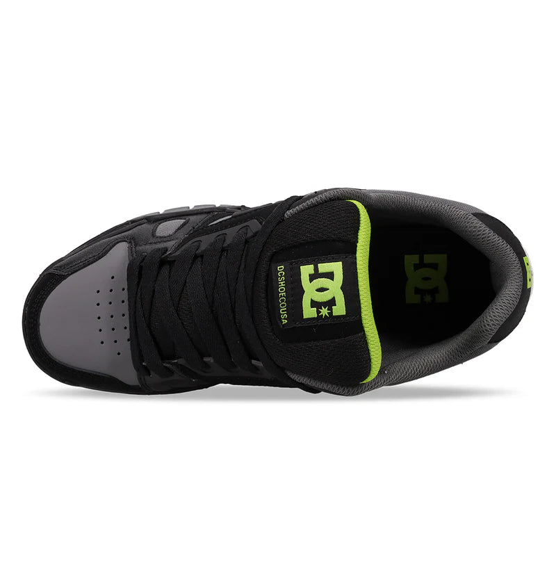 DC Stag Skate Shoes for Men - Black & Lime Green Sneakers for Skateboarding, Streetwear & Casual Wear