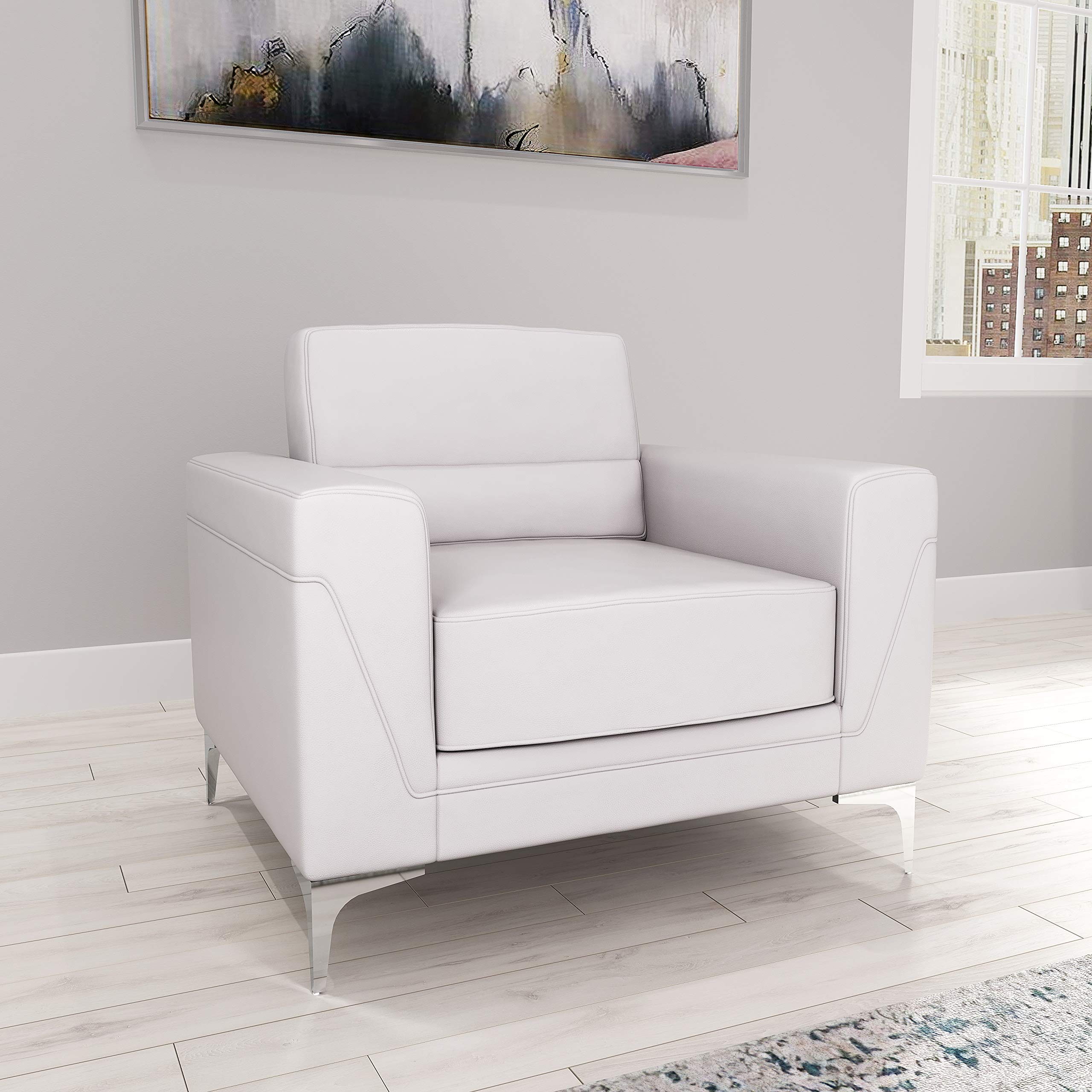 Global Furniture USA Suzie Light Grey Accent Chair - Stylish & Comfortable Living Room, Bedroom, or Office Seating
