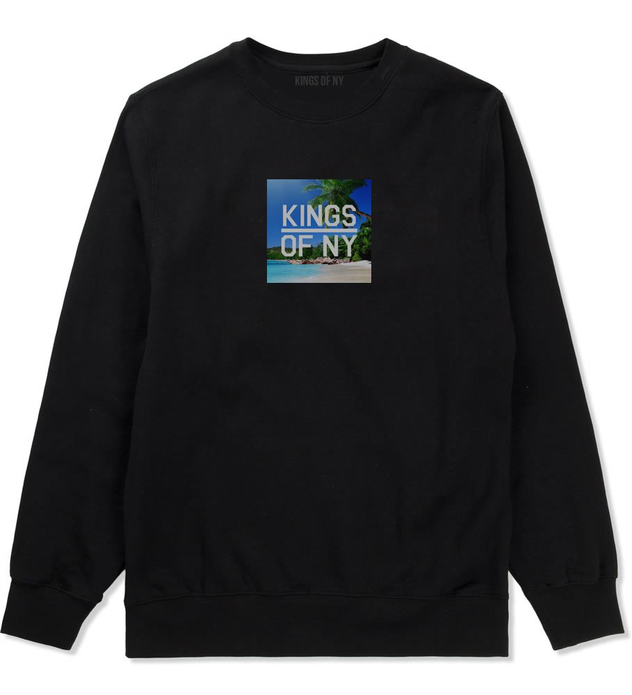 Kings Of NY Beach Vacation Box Logo Men's Crewneck Sweatshirt | Casual Streetwear Pullover for Men | Perfect for Beach Trips, Weekend Outings & Urban Fashion