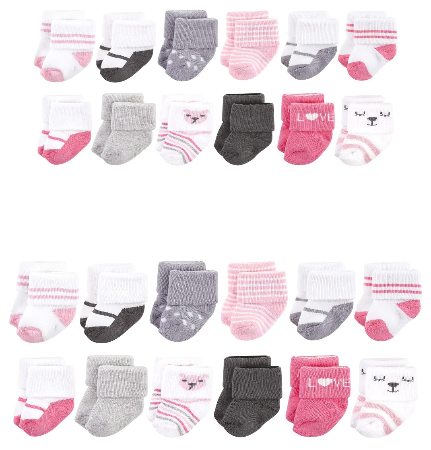 Hudson Baby Grow with Me Cotton Terry Socks - Soft & Breathable Baby Socks for Newborns, Infants & Toddlers - Perfect for Everyday Wear, Playtime & Nursery