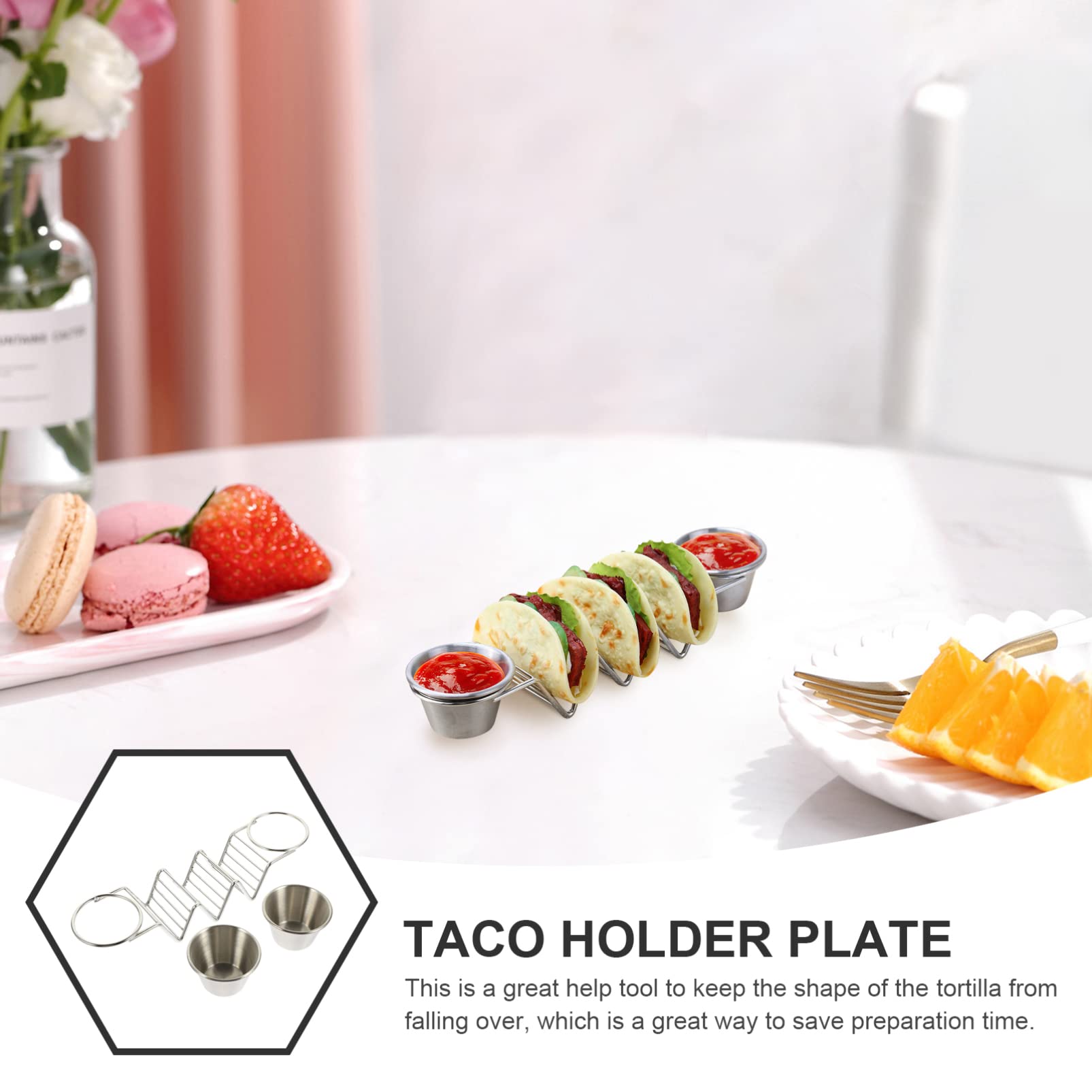 Stainless Steel Pancake Stand with Sauce Cups - Commercial Bakery & Kitchen Storage Rack for Pancakes, Tacos & Waffles - Perfect for Restaurants, Cafes & Home Breakfast Buffets