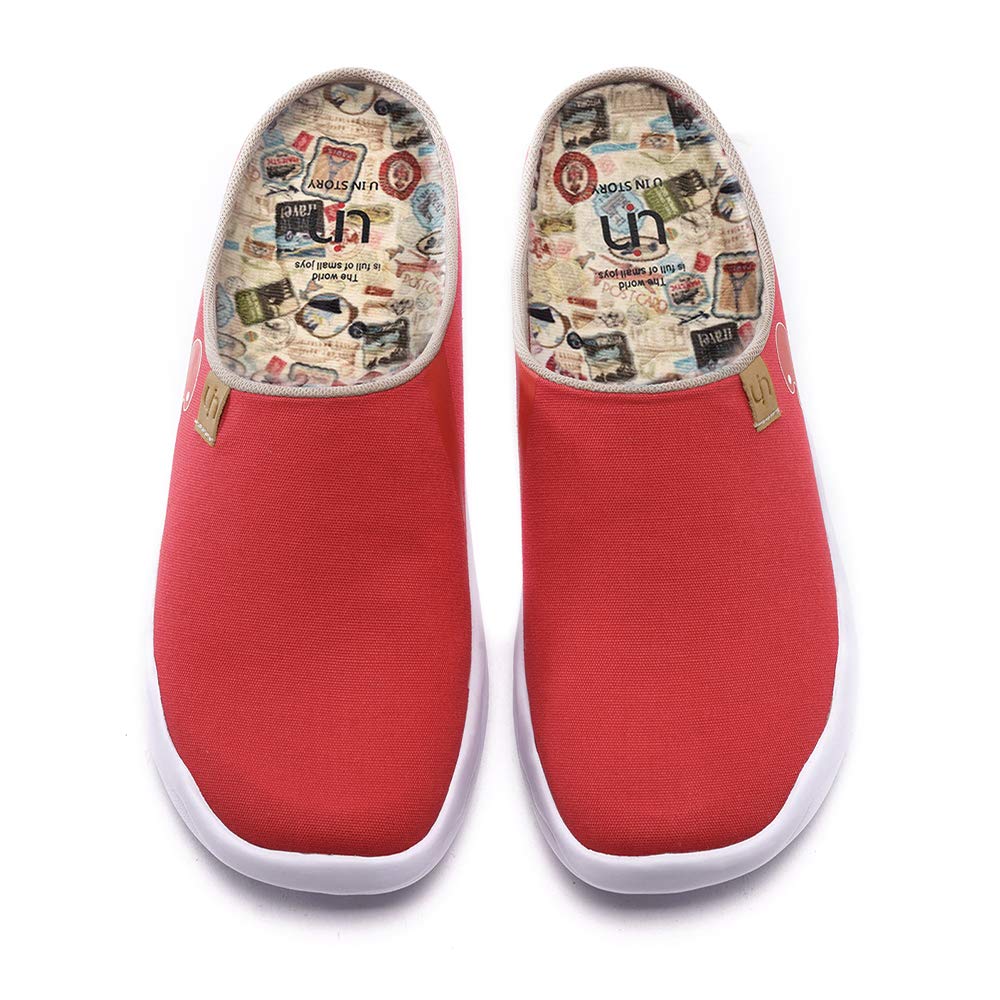 UIN Women's Slip-On Mules - Comfortable Wide Toe Casual Loafers with Artistic Painting | Perfect for Travel, Home & Office Wear | Non-Slip Breathable Slippers for Everyday Use