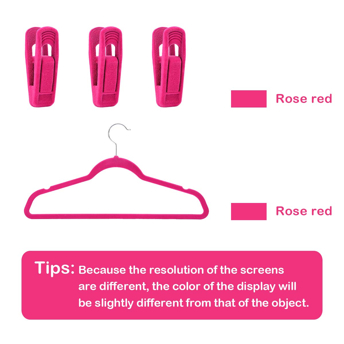 20-Pack Hot Pink Velvet Hangers with Strong Finger Clips - Non-Slip Pants Hangers for Thin Clothes | Perfect for Closet Organization, Wardrobe Storage & Travel Use
