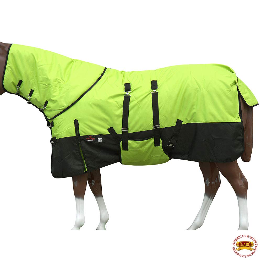 HILASON 1200D Waterproof Winter Horse Blanket with Neck Cover & Belly Wrap - Heavy Duty 66
