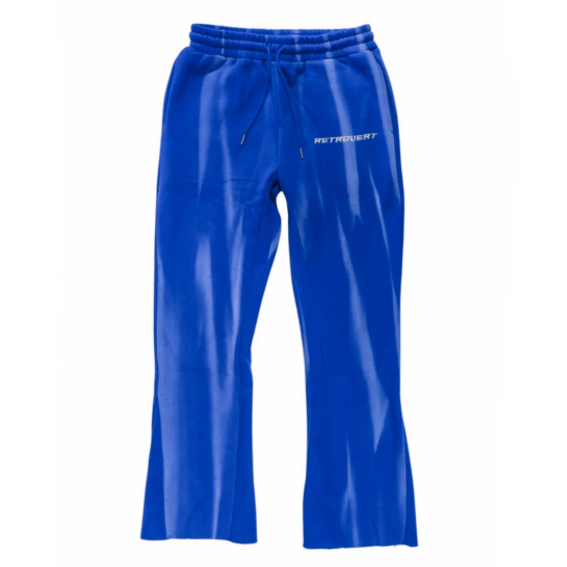 Retrovert Flare Blue Sweatpants for Women - Vintage Style High Waisted Lounge Pants - Soft Cotton Joggers for Casual Wear, Yoga & Home Comfort