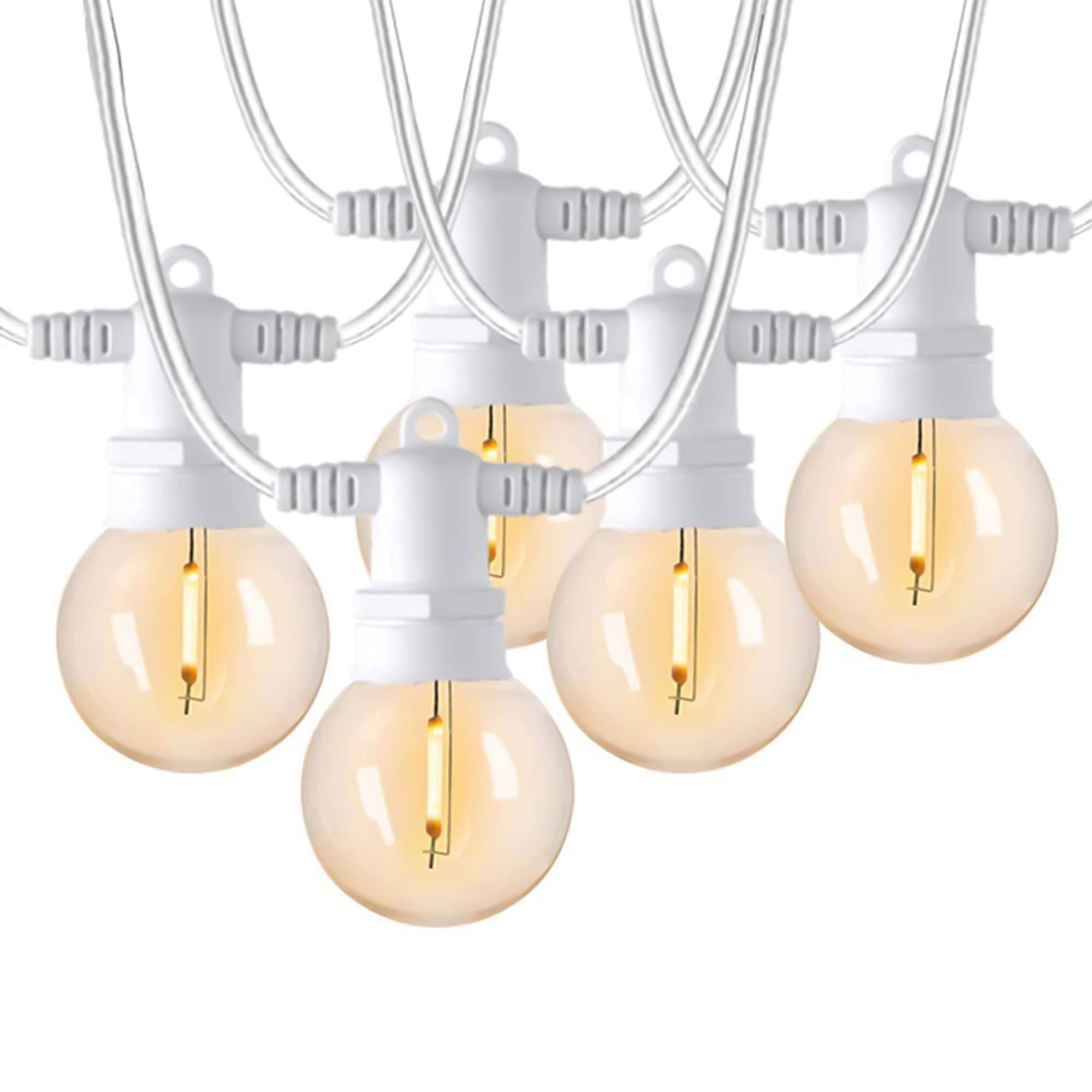 Banord LED 100ft Heavy Duty Outdoor String Lights - Shatterproof with 50 G40 Plastic Bulbs, Dimmable Design for Patio, Garden, Backyard, Wedding & Party Decor (3 Pack, White) - Perfect for Outdoor Dining, Landscape Lighting & Holiday Decorations