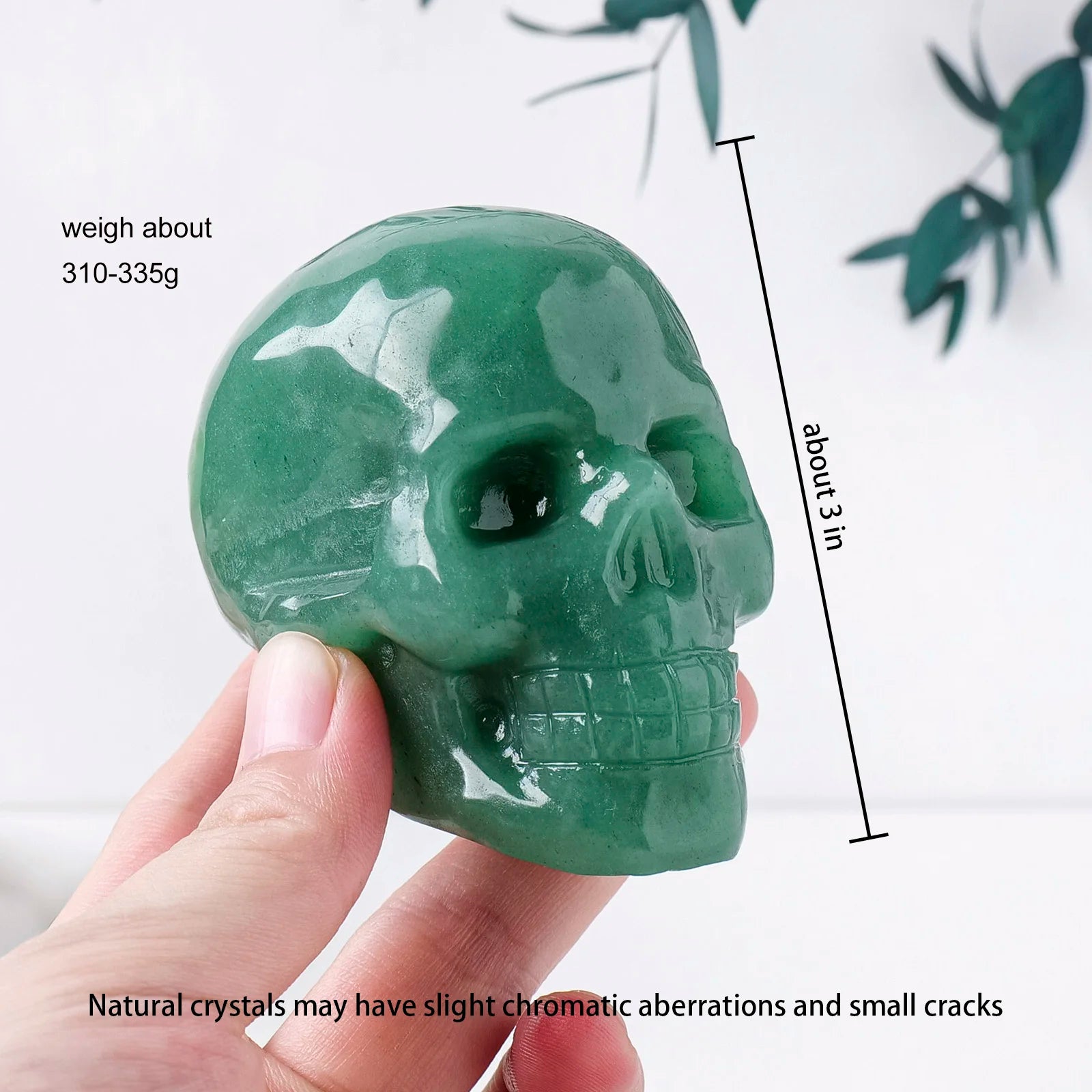 Hand Carved Natural Aventurine Quartz Crystal Skull - Unique Home Decor & Spiritual Gift for Meditation, Yoga, and Feng Shui
