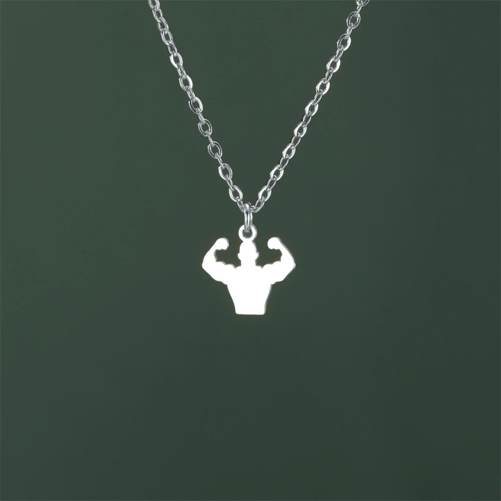 Stainless Steel Dumbbell Necklace for Men - Weightlifting & Gym Jewelry Gift for Bodybuilders & Fitness Enthusiasts | Perfect for Workouts, Sports & Casual Wear