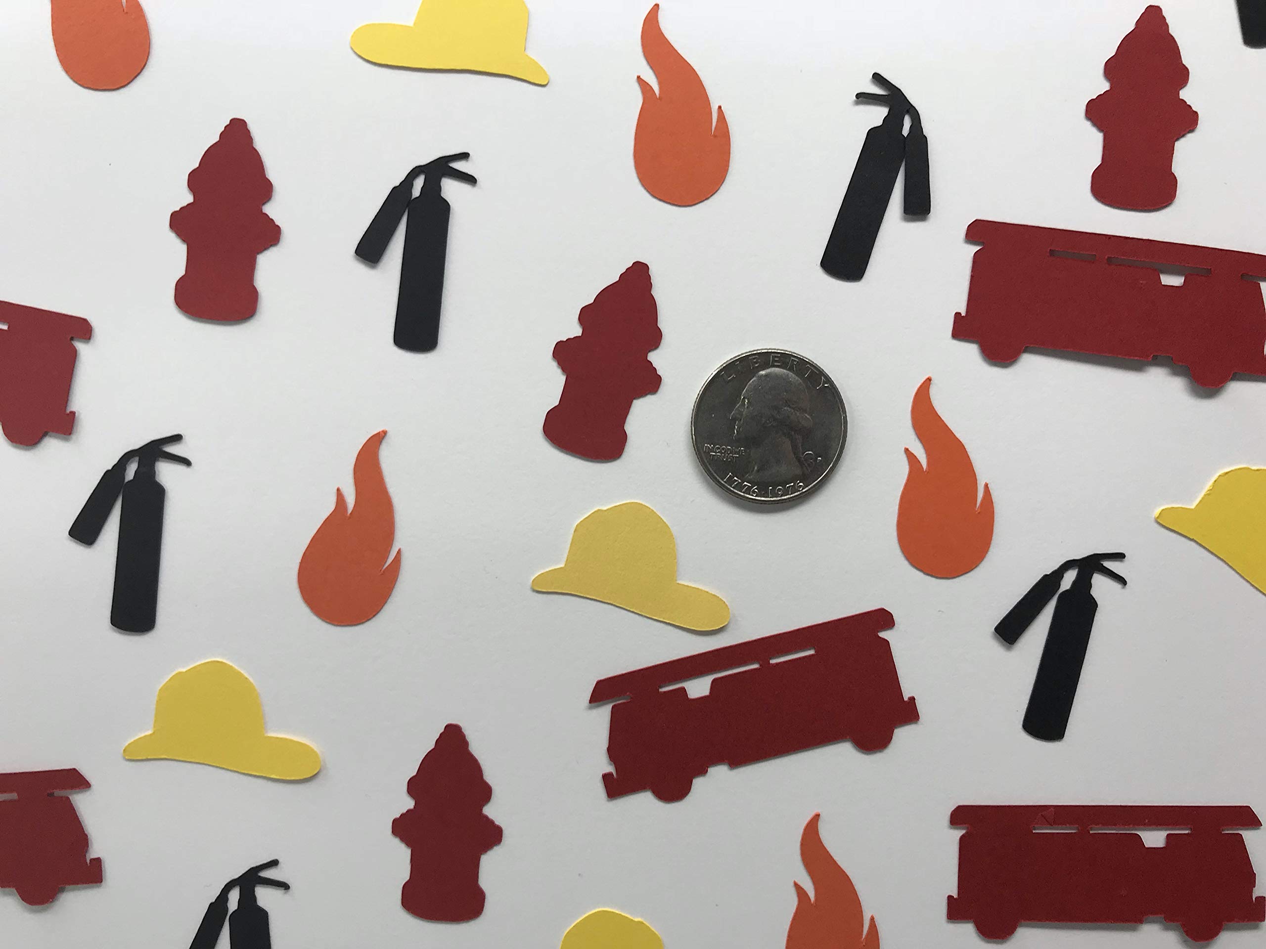 Fireman Confetti - 250pcs Fire Truck Shaped Confetti for Fireman Birthday Party Decorations, Little Boy Birthday, Retirement Celebration & Firefighter Themed Events - Perfect for Cake Toppers, Table Scatters & Party Favors