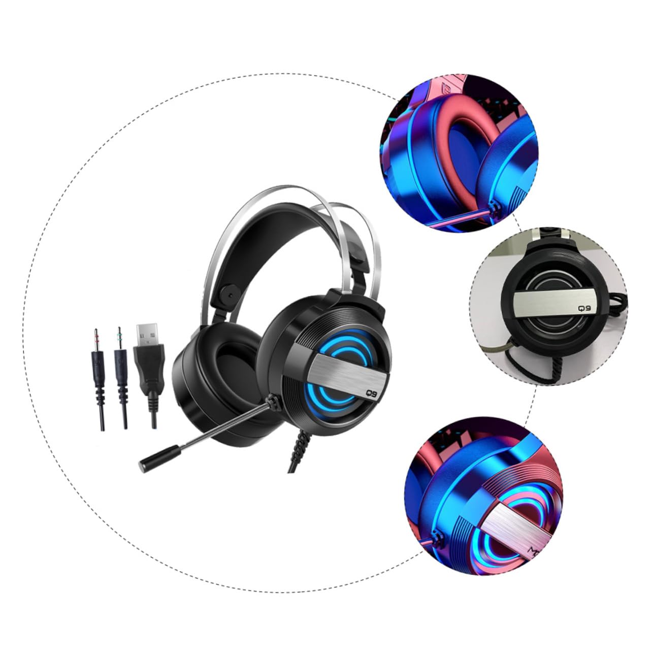 Hoement Premium Noise Cancelling Gaming Headset with Comfortable Earmuffs - Ergonomic Design for Long Gaming Sessions, PC/PS4/Xbox/Phone Use - Perfect for Streaming, Esports & Online Meetings