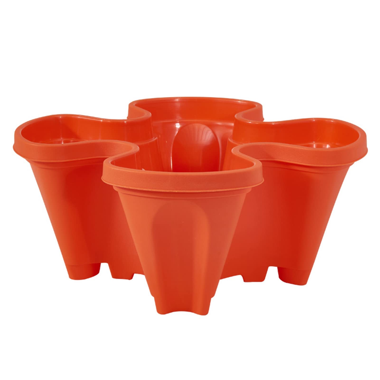 Galand 4-Petal Flower Planter - Space-Saving Orange Plant Pot for Indoor/Outdoor Decor, Succulents & Small Plants