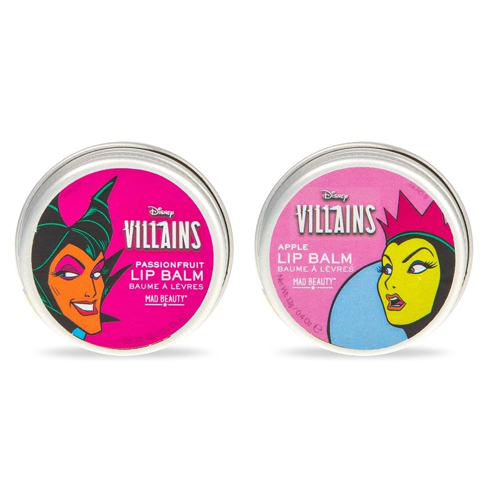 Mad Beauty Disney Pop Villains Lip Balm Duo - Maleficent & Cruella Set | Moisturizing & Nourishing Lip Care | Perfect for Cosplay, Halloween, and Disney Fans