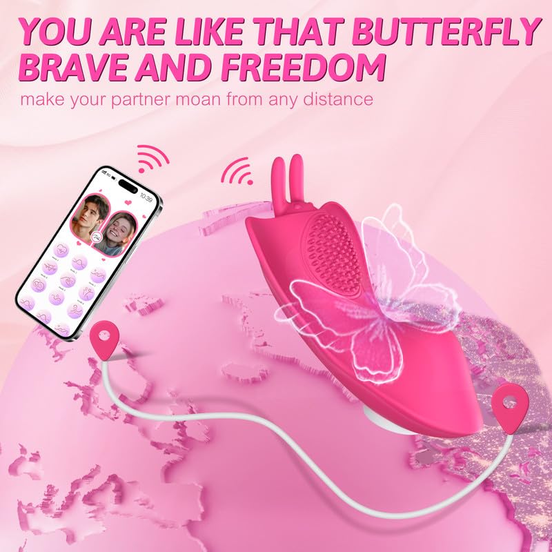 Remote Control Vibrator for Women - APP Controlled Wearable Butterfly Panty Vibrator with 9 Vibration Modes, Long Distance Couples Toy, Discreet Mini Sex Toy for Her - Perfect for Date Nights, Travel & Spicing Up Relationships
