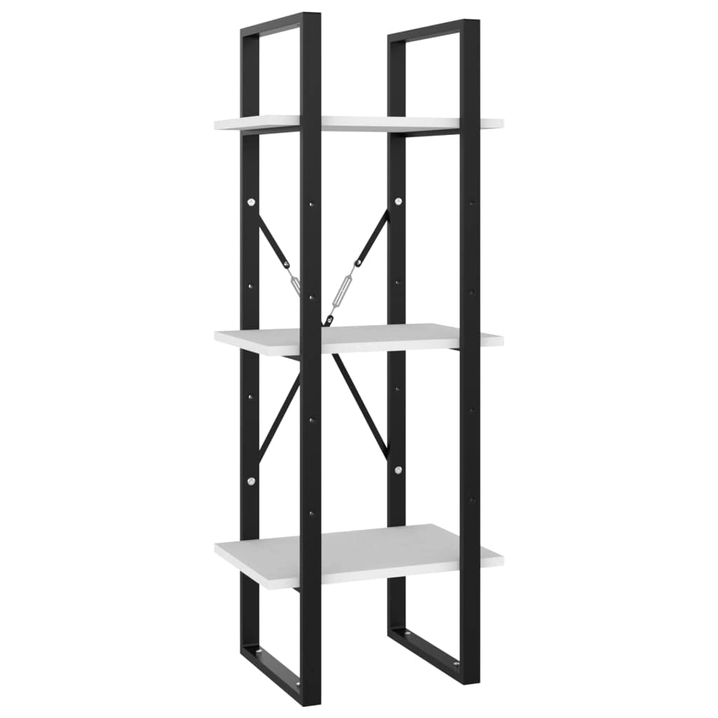 3-Tier Bookcase Storage Cabinet - White Multipurpose Bookshelf & Display Shelf for Living Room, Bedroom - 15.7