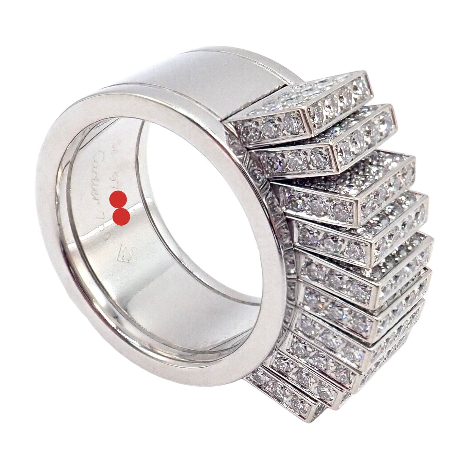 Authentic Cartier 18K White Gold Diamond Fan Ring - Luxury Jewelry for Women, Perfect for Weddings, Anniversaries & Special Occasions