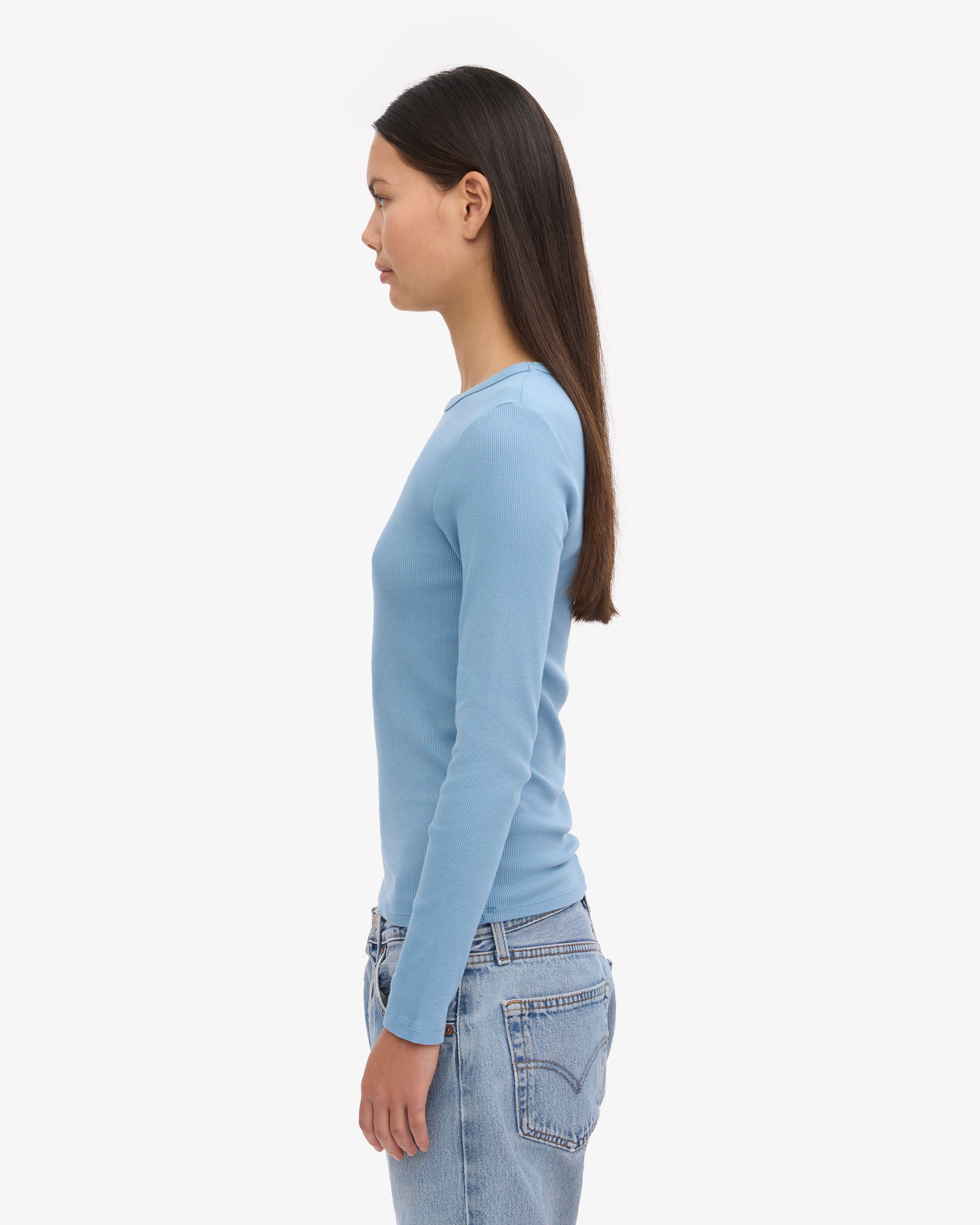 Organic Long Sleeve T-Shirt for Women - Soft & Comfortable Seaside Blue Top - Perfect for Casual Wear, Layering & Outdoor Activities