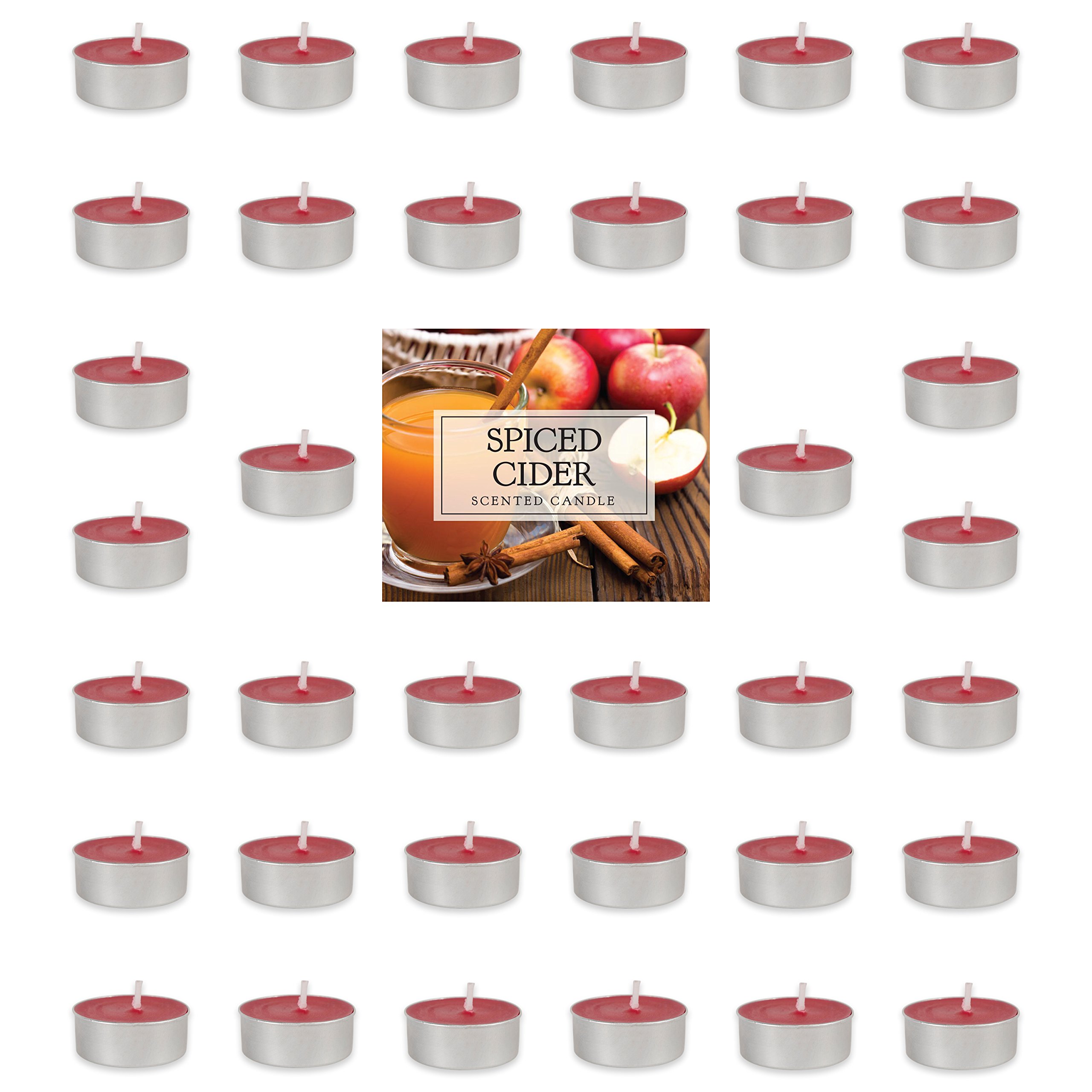DII Home Traditions Highly Scented Spiced Cider Tealight Candles - Pack of 36 | Home Decor, Wedding, Party, Holiday, Spa & Aromatherapy | Perfect for Relaxation, Romantic Ambiance & Seasonal Celebrations
