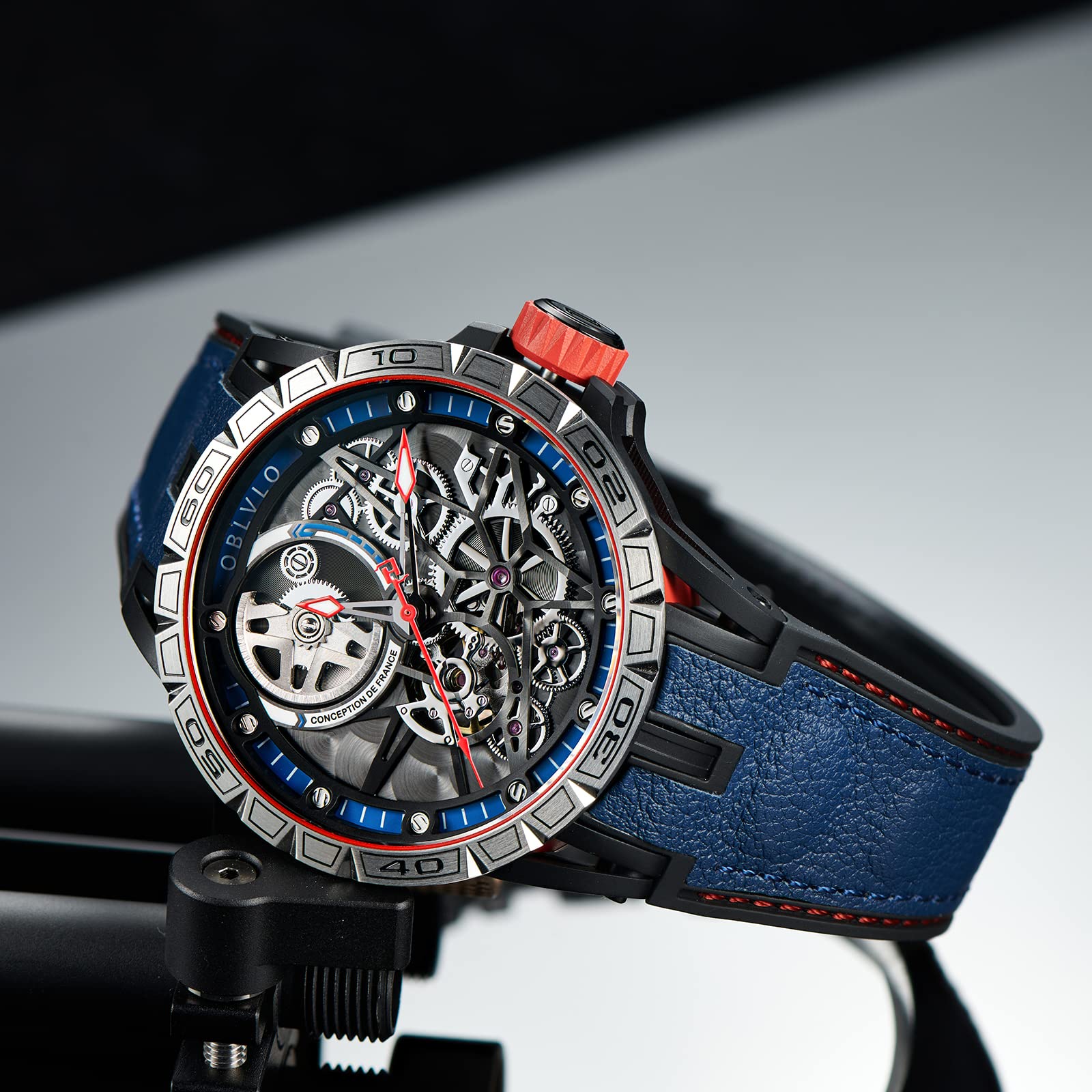 Luxury Automatic Skeleton Dial Steel Watch for Men - Top Brand Designer Wristwatch with Genuine Leather Strap - Perfect for Business, Formal Events & Everyday Wear