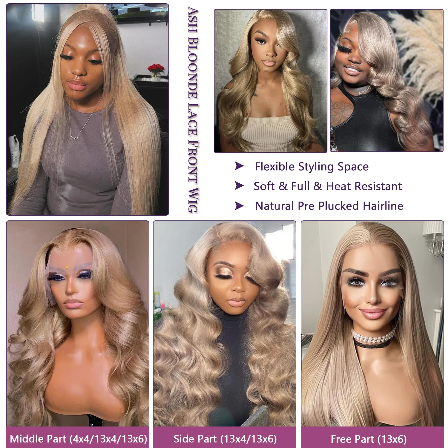 13x6 HD Lace Front Human Hair Wig 20 Inch Ash Blonde - Pre Plucked Straight Glueless Lace Wig 180% Density for Women | Perfect for Daily Wear, Cosplay & Special Occasions