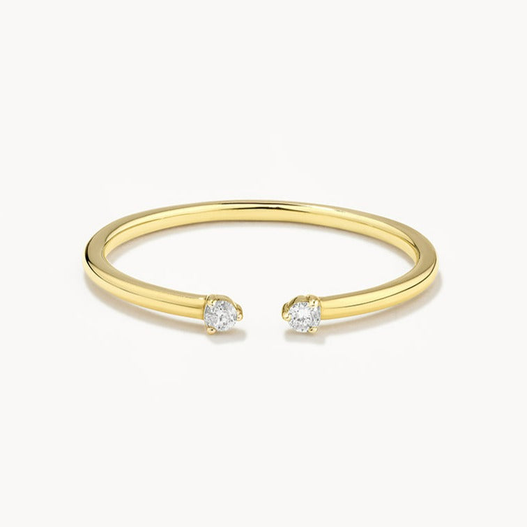 10k Gold Diamond Open Stacker Ring for Women - Elegant Stackable Band for Everyday Wear & Special Occasions