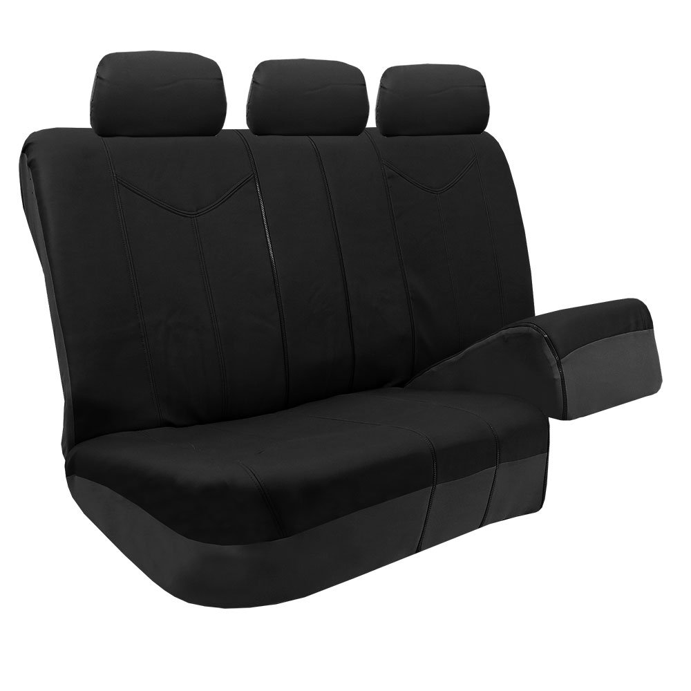 Premium FH Group Automotive Seat Cover - PU Leather Full Set Black, Airbag Compatible & Non-Slip Dash Pad - Universal Fit for Car, Truck, SUV | Enhance Comfort & Protect Interior | Perfect for Daily Commute, Road Trips & Off-Road Adventures