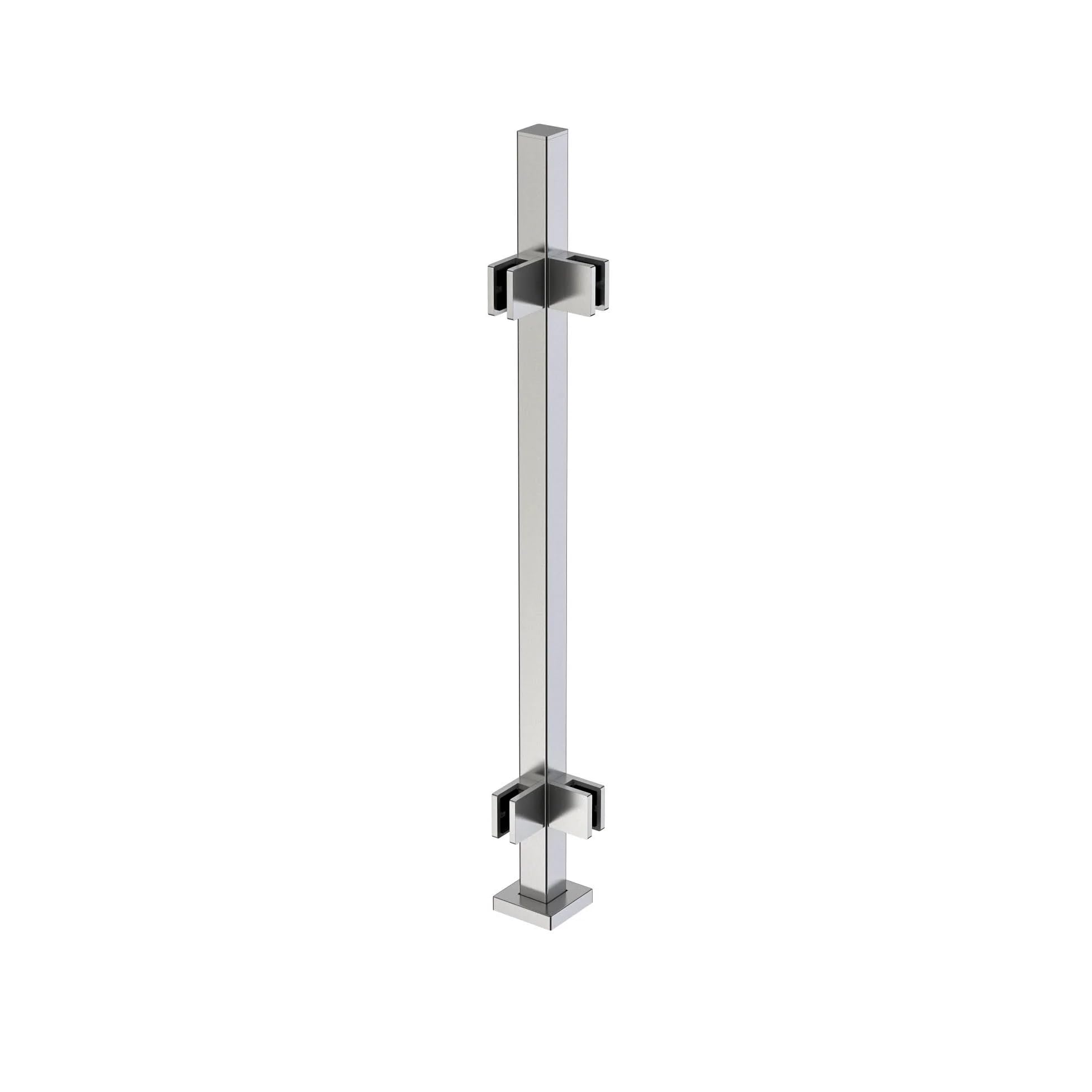 Heavy Duty 316 Stainless Steel Glass Railing Square Surface Post - 3/8