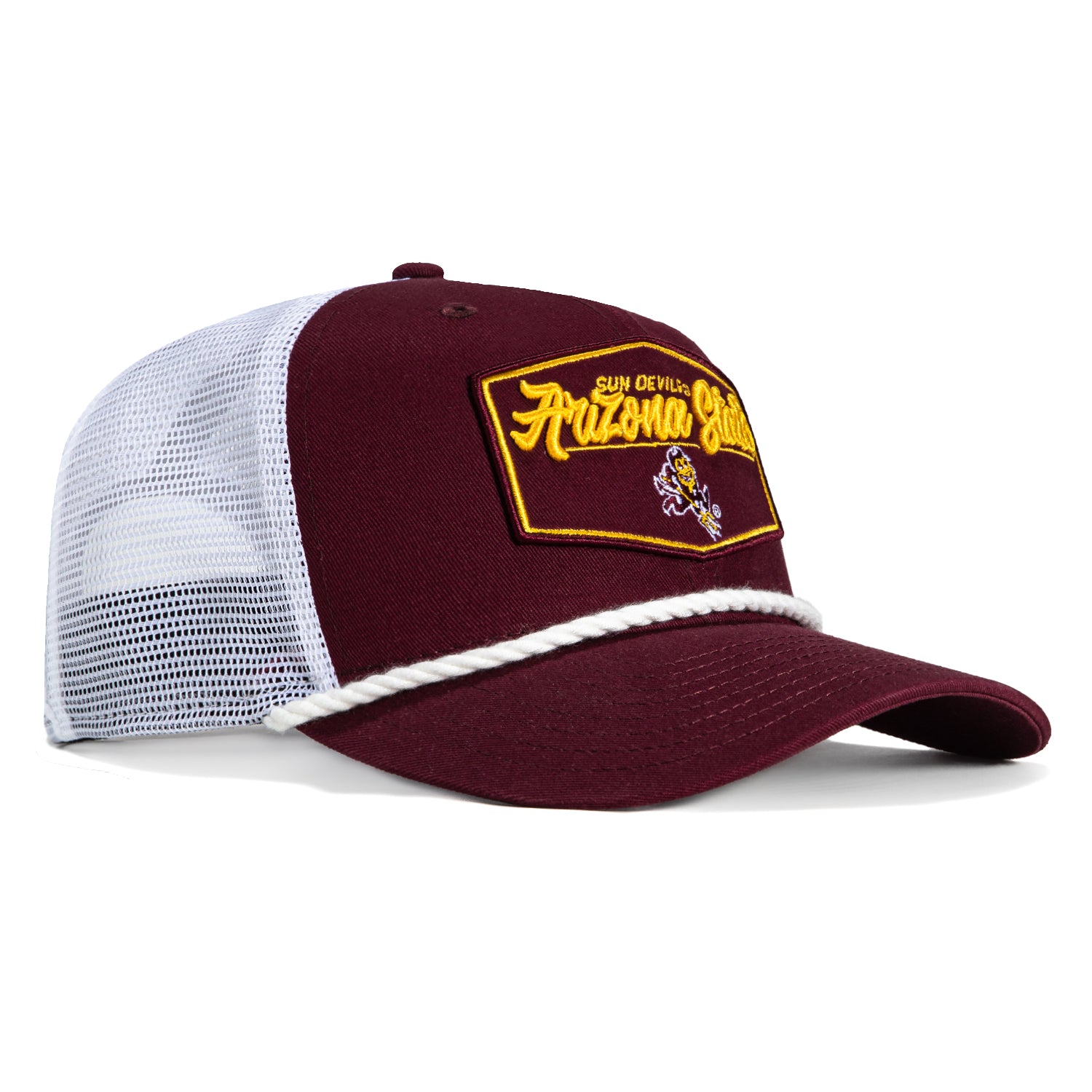 New Era 9Seventy Arizona State Sun Devils Patch Logo Adjustable Snapback Trucker Hat - Maroon & White - Perfect for College Sports, Tailgating & Fan Gear