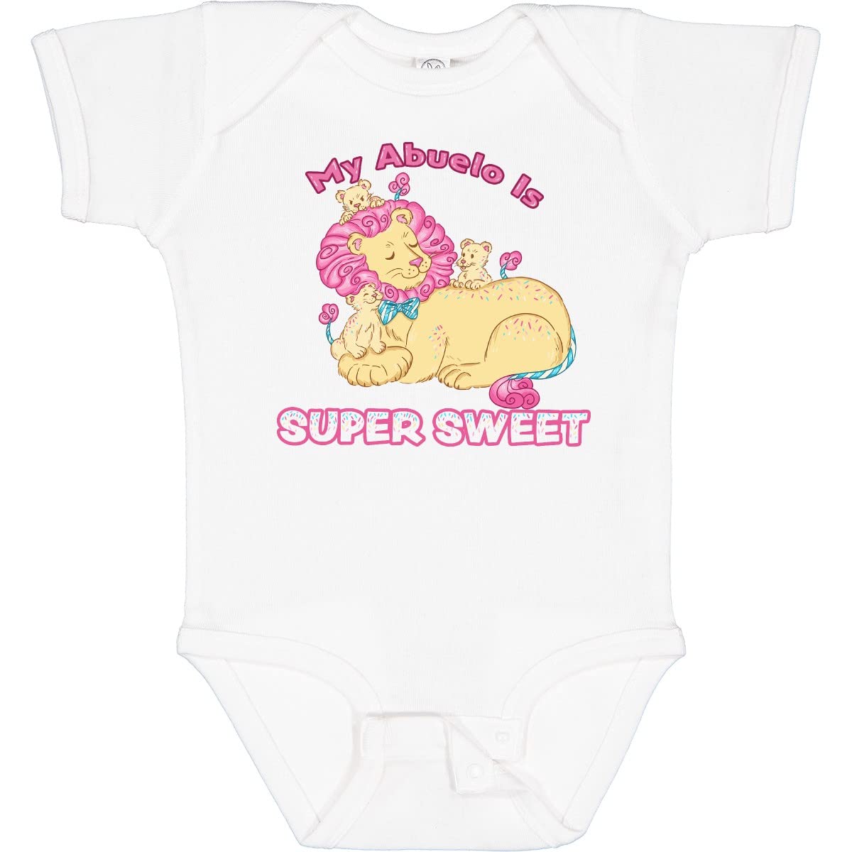 Inktastic My Abuelo Is Super Sweet Cotton Candy Lions Baby Bodysuit - Pink Cute Outfit for Infants, Toddler Gift Idea for Birthdays & Family Photos