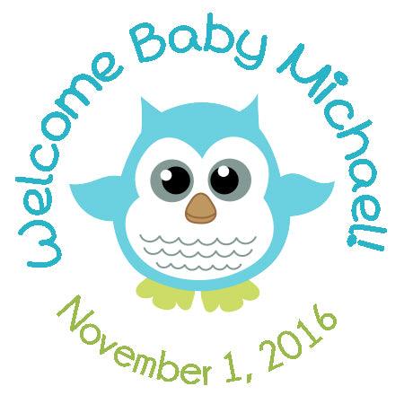 Personalized Baby Owl Stickers for Baby Shower Party Decorations - Perfect for Nursery, Gift Wrapping, and Party Favors