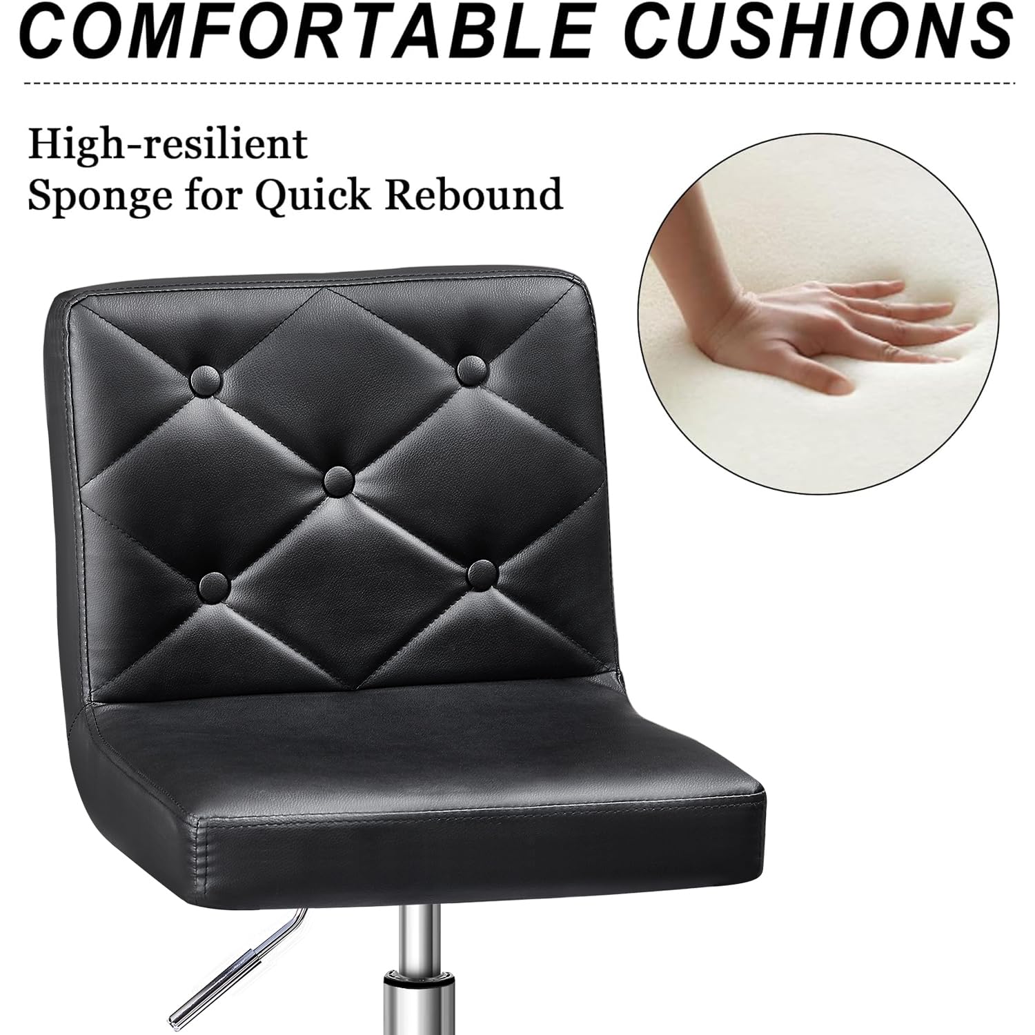 VECELO PU Leather Mid-Back Armless Office Chair - Adjustable Height, 360° Swivel & Rolling Wheels - Ergonomic Desk Chair for Home Office, Study, Gaming & Workspace