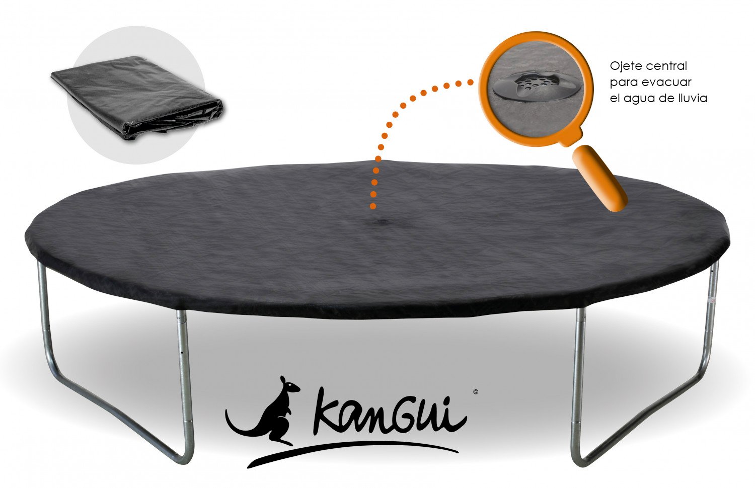 Kangui - Trampoline JUMPI Taupe/Green - 8.2-10 ft (250-305 cm) - 11.8-14.1 ft (360-430 cm) with Safety Net, Ladder, Protective Cover & Anchor Kit - Perfect for Backyard Fun, Kids Outdoor Play & Family Exercise