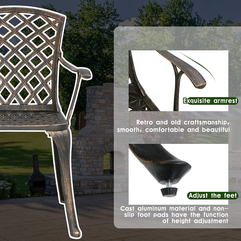**Outdoor Patio Dining Set - 3-Piece Metal Bistro Stackable Chairs, All-Weather Cast Aluminum Garden Furniture for Patio, Lawn, Camping (Bronze, 37 x 25 x 25 in) - Perfect for Backyard BBQs, Poolside Lounging & Outdoor Entertaining**