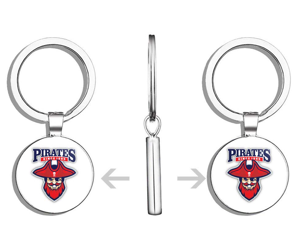 Pirate Mascot Double Sided Stainless Steel Keychain - Durable Key Ring Holder with Carabiner Clip for Keys, Key Finder & Backpack Accessories - Perfect for Gifts, Travel & Everyday Use