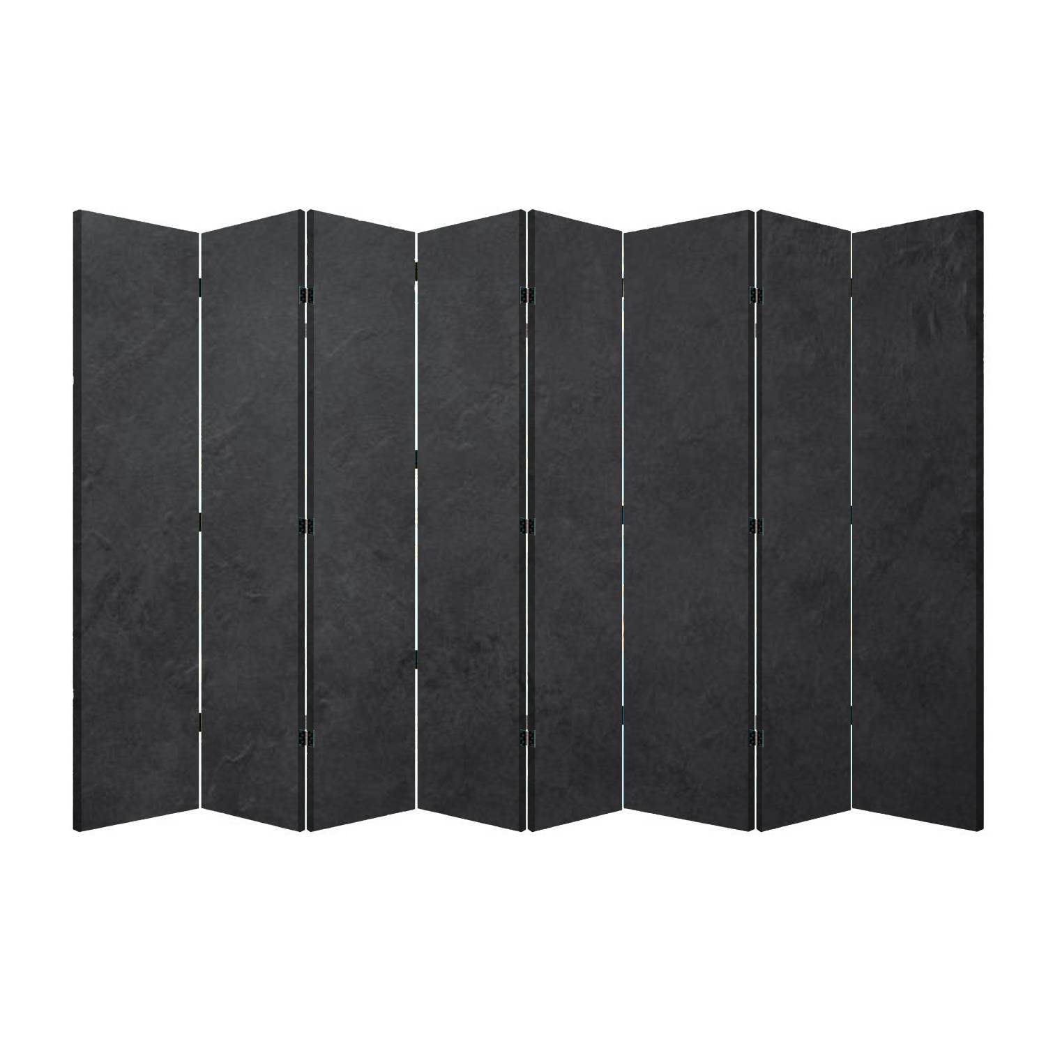 Black Slate or Stone Texture Freestanding Room Divider - 8 Panel Foldable Privacy Screen for Home, Office & Events - Protective Partition Wall Separator for Living Room, Bedroom & Commercial Spaces