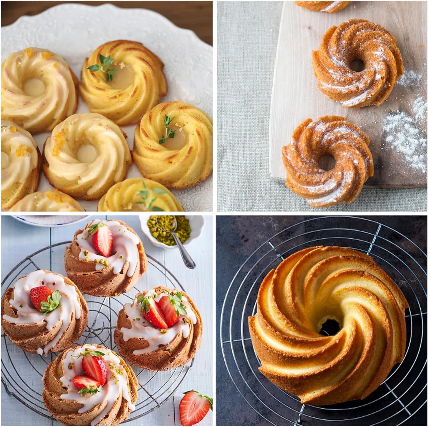 Skytail 6-Cavity Mini Bundt Silicone Mold - Nonstick Fluted Tube Cake Pan for Baking Chocolate Cake, Cupcakes, Donuts, Muffins & Brownies | Perfect for Birthday Parties, Holiday Desserts & Afternoon Tea Treats