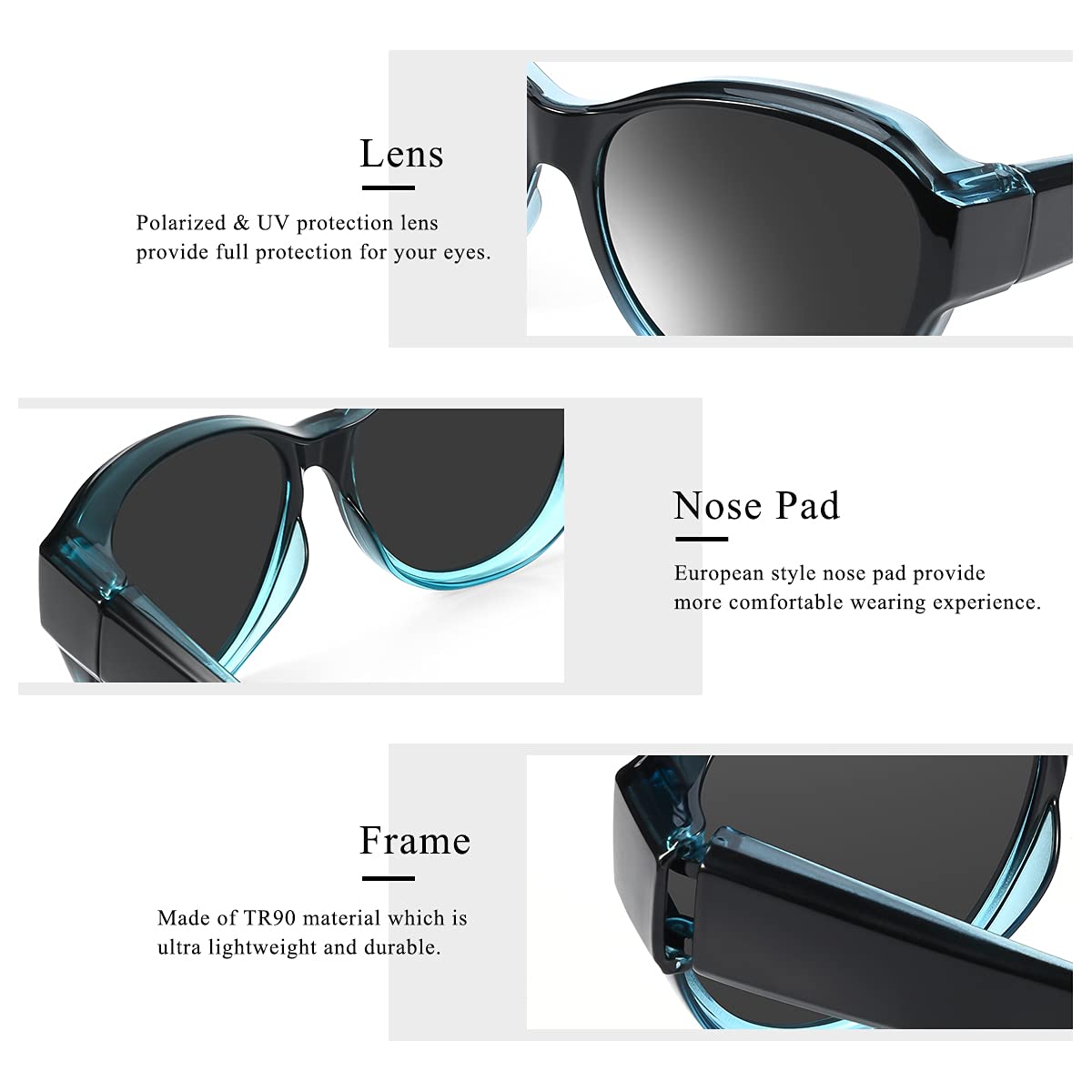 Oversized Fit Over Sunglasses for Women & Men - Polarized Lenses with 100% UV Protection - Perfect for Driving, Outdoor Sports & Daily Sun Protection