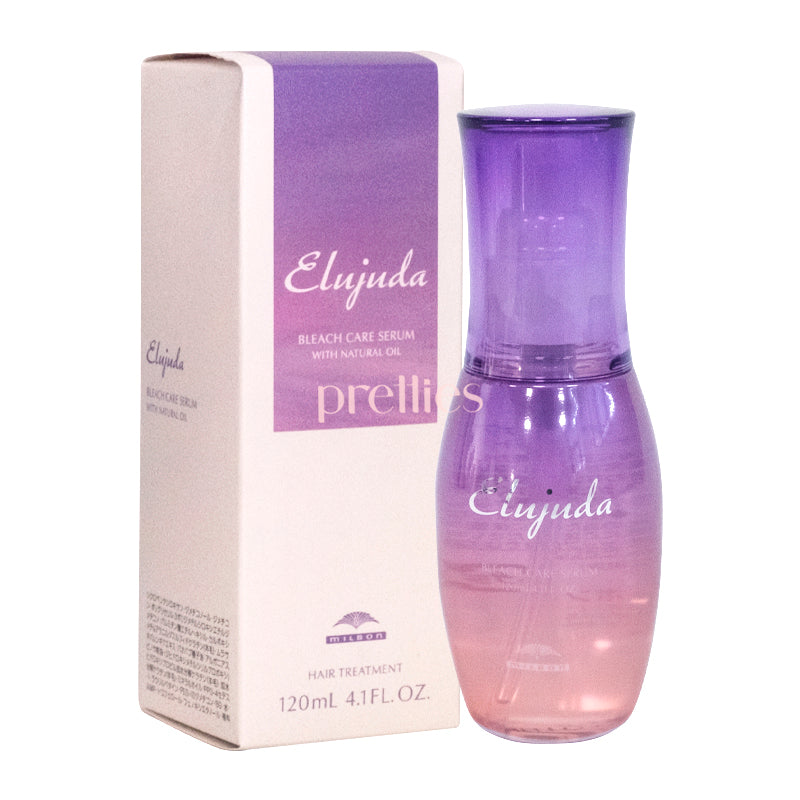 Milbon Elujuda Bleaching Care Hair Serum 120ml - Purple | Professional Bleach Damage Repair Treatment for Color-Treated & Bleached Hair | Salon-Quality Hydration & Shine for Damaged Hair at Home