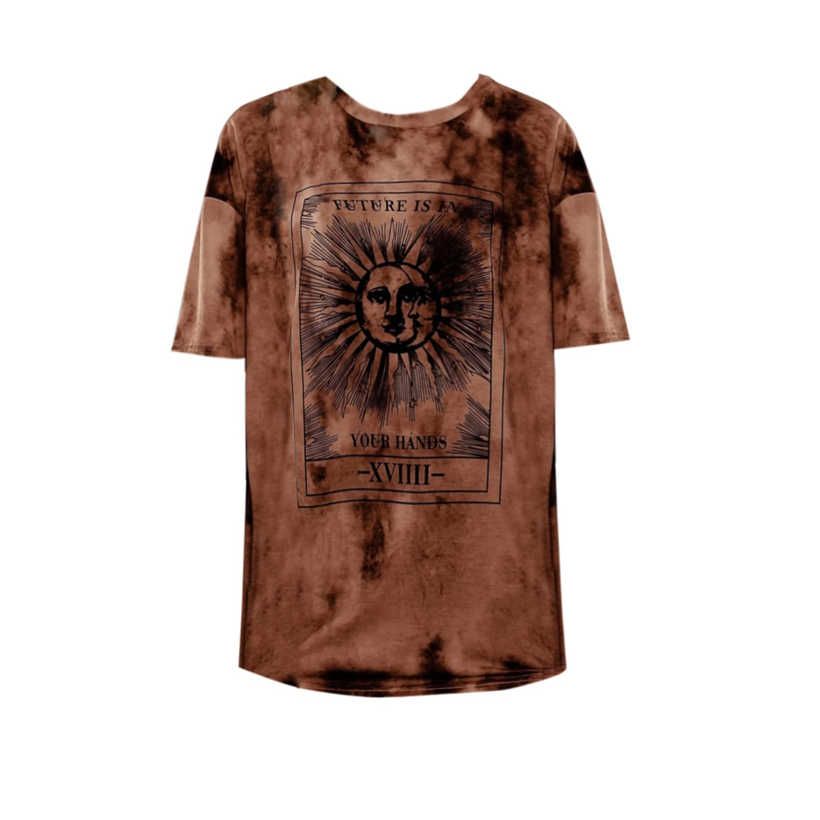 Oversized Drop Shoulder Print T-Shirts for Women - Casual Short Sleeve Tee Tops - Perfect for Summer Outfits, Streetwear & Lounge Wear