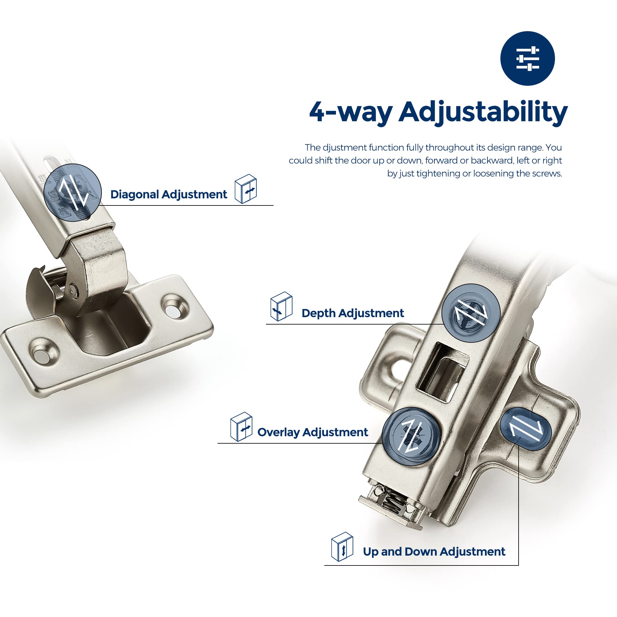 Ravinte 2-Pack 135° Concealed Kitchen Cabinet Hinges - Full Overlay Face Frame, Compatible with Lazy Susan Corner Cabinets | Durable Cabinet Hardware for Smooth Door Operation in Corner Kitchen Storage