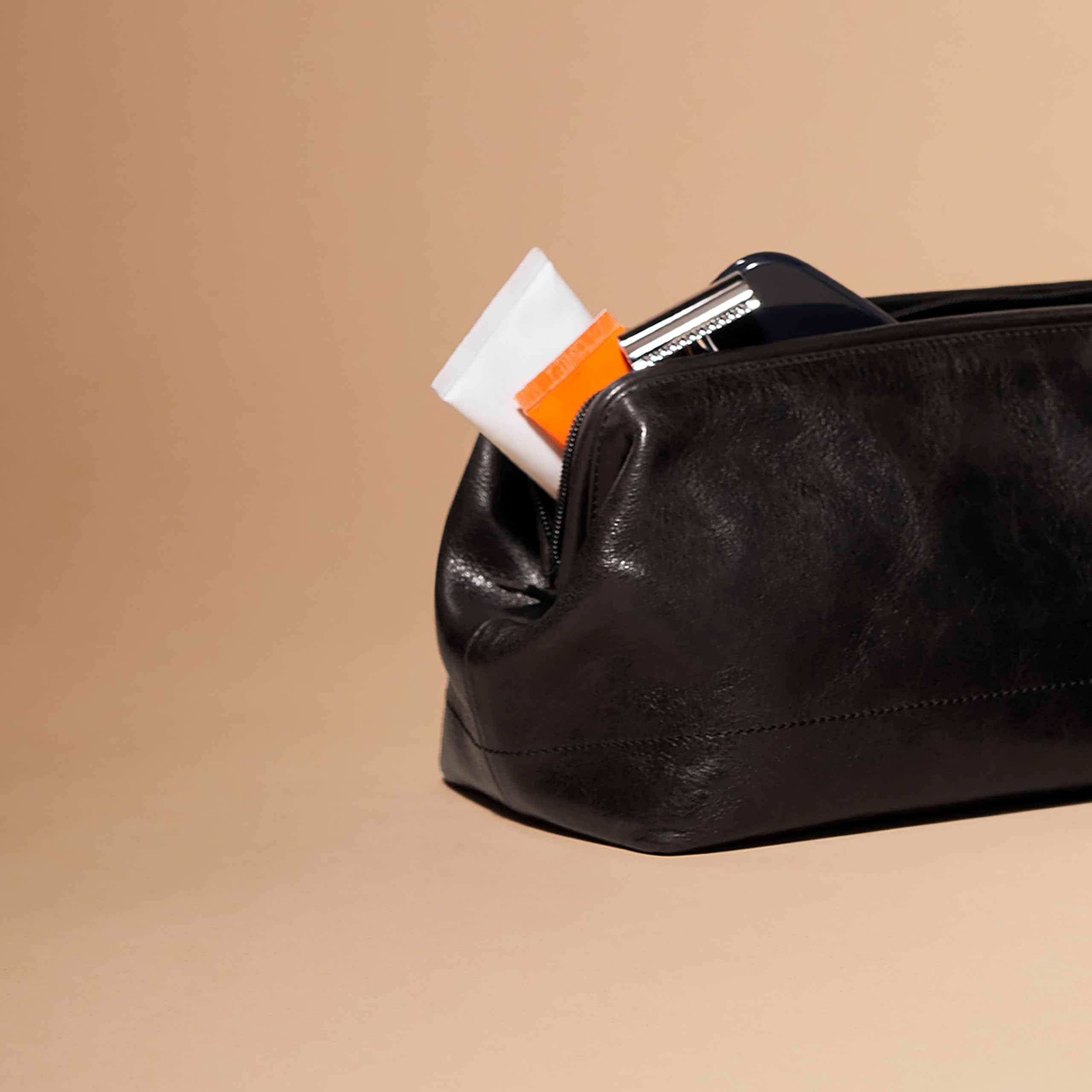 Fossil Genuine Leather Travel Toiletry Bag for Men - Premium Shaving Dopp Kit with Multiple Pockets, Black (Model MLG0724001) - Perfect for Business Trips, Gym, Camping & Weekend Getaways