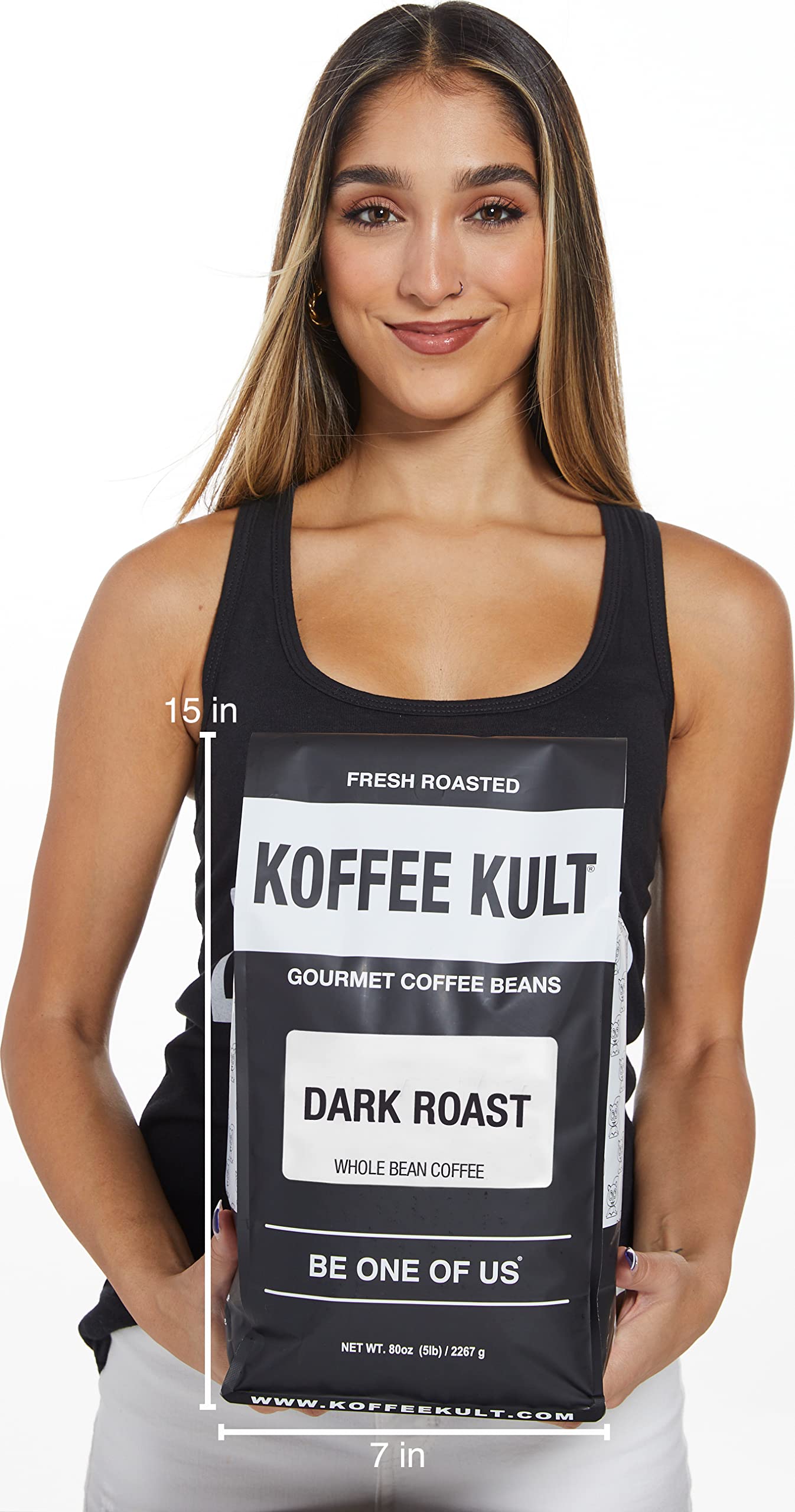 Premium Koffee Kult Dark Roast Whole Bean Coffee - 100% Arabica Gourmet Artisan Blend with Rich Chocolate & Cinnamon Notes - 80oz Resealable Bag for Freshness - Perfect for Home Brewing, Office Use & Gifts