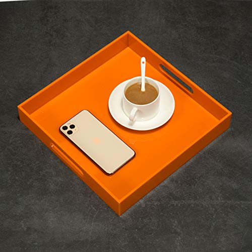 Sturdy Acrylic Serving Tray with Handles - 12x12 Inch for Kitchen & Vanity