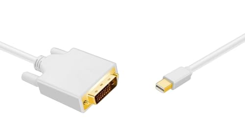 Mini DisplayPort to DVI Cable (Male to Male) 6ft 32AWG High-Speed Video Cable - White - for MacBook Pro, iMac, PC Monitor & Home Theater Setup