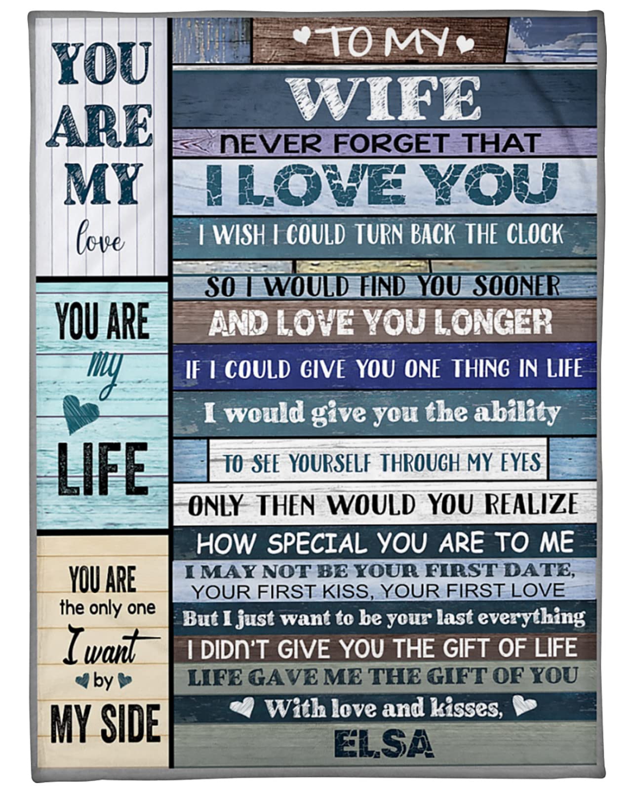 Custom Fleece Blanket for Wife - Personalized 'I Love You' Blanket with Name - Romantic Anniversary Gift for Her - Cozy Throw Blanket for Couples, Bedroom & Cuddle Time